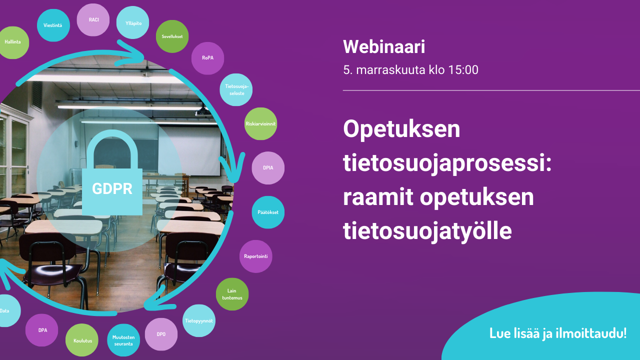 Opetuksen tietosuojaprosessi webinaari